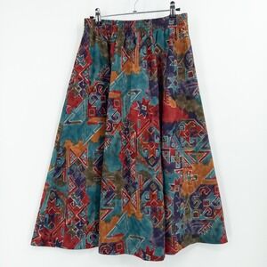 Vintage Sanibel Sport Velvet Skirt Size M Southwest Geometric 90s Boho Colorful